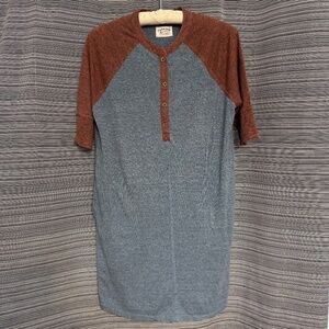 Prana Grey Rust Raglan ¾ Sleeve Knit Dress Size Small